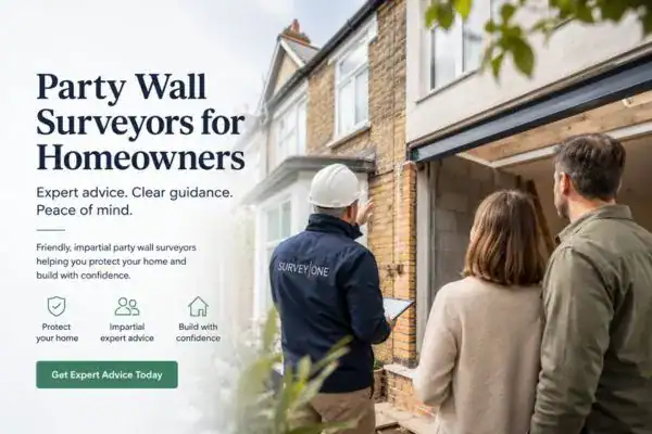 Image of couple with Party wall survey from Survey One Manchester